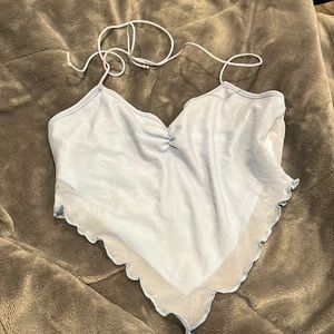 blue shein tie halter top